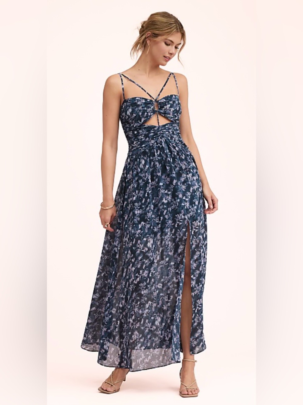 Lately by Loft Floral Strappy Cutout Maxi Dress size 8 new